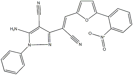 5-amino-3-[1-cyano-2-(5-{2-nitrophenyl}-2-furyl)vinyl]-1-phenyl-1H-pyrazole-4-carbonitrile Structure