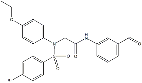 N-(3-acetylphenyl)-2-{[(4-bromophenyl)sulfonyl]-4-ethoxyanilino}acetamide 구조식 이미지