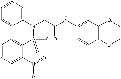 N-[3,4-bis(methyloxy)phenyl]-2-[({2-nitrophenyl}sulfonyl)(phenyl)amino]acetamide Structure