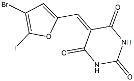 5-[(4-bromo-5-iodo-2-furyl)methylene]-2,4,6(1H,3H,5H)-pyrimidinetrione 구조식 이미지