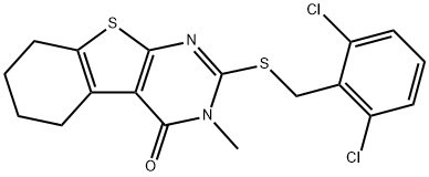 2-[(2,6-dichlorobenzyl)sulfanyl]-3-methyl-5,6,7,8-tetrahydro[1]benzothieno[2,3-d]pyrimidin-4(3H)-one 구조식 이미지
