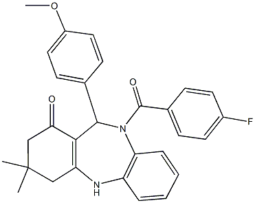 10-(4-fluorobenzoyl)-11-(4-methoxyphenyl)-3,3-dimethyl-2,3,4,5,10,11-hexahydro-1H-dibenzo[b,e][1,4]diazepin-1-one Structure