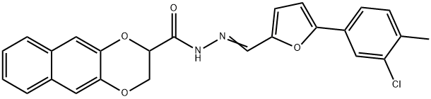 N'-{[5-(3-chloro-4-methylphenyl)-2-furyl]methylene}-2,3-dihydronaphtho[2,3-b][1,4]dioxine-2-carbohydrazide 구조식 이미지