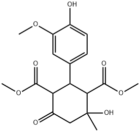 dimethyl 4-hydroxy-2-(4-hydroxy-3-methoxyphenyl)-4-methyl-6-oxo-1,3-cyclohexanedicarboxylate 구조식 이미지