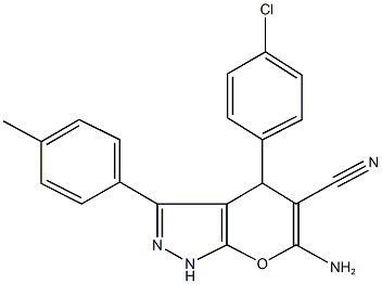 6-amino-4-(4-chlorophenyl)-3-(4-methylphenyl)-1,4-dihydropyrano[2,3-c]pyrazole-5-carbonitrile 구조식 이미지