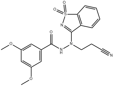 N'-(2-cyanoethyl)-N'-(1,1-dioxido-1,2-benzisothiazol-3-yl)-3,5-dimethoxybenzohydrazide 구조식 이미지