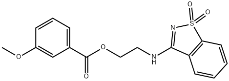 2-[(1,1-dioxido-1,2-benzisothiazol-3-yl)amino]ethyl 3-methoxybenzoate 구조식 이미지