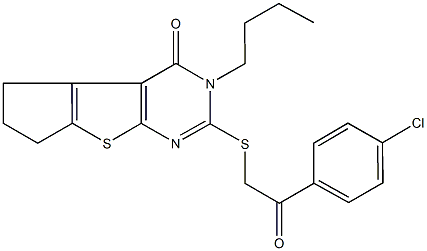 3-butyl-2-{[2-(4-chlorophenyl)-2-oxoethyl]sulfanyl}-3,5,6,7-tetrahydro-4H-cyclopenta[4,5]thieno[2,3-d]pyrimidin-4-one Structure