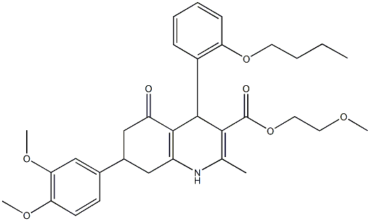 2-methoxyethyl 4-(2-butoxyphenyl)-7-(3,4-dimethoxyphenyl)-2-methyl-5-oxo-1,4,5,6,7,8-hexahydro-3-quinolinecarboxylate 구조식 이미지