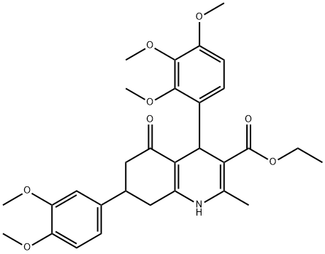 ethyl 7-(3,4-dimethoxyphenyl)-2-methyl-5-oxo-4-(2,3,4-trimethoxyphenyl)-1,4,5,6,7,8-hexahydro-3-quinolinecarboxylate Structure