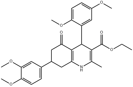 ethyl 4-(2,5-dimethoxyphenyl)-7-(3,4-dimethoxyphenyl)-2-methyl-5-oxo-1,4,5,6,7,8-hexahydro-3-quinolinecarboxylate 구조식 이미지