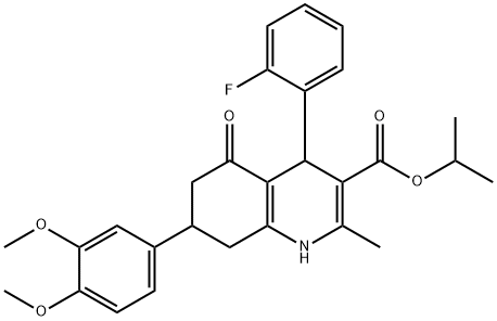 isopropyl 7-(3,4-dimethoxyphenyl)-4-(2-fluorophenyl)-2-methyl-5-oxo-1,4,5,6,7,8-hexahydro-3-quinolinecarboxylate 구조식 이미지