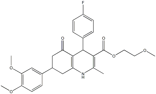 2-methoxyethyl 7-(3,4-dimethoxyphenyl)-4-(4-fluorophenyl)-2-methyl-5-oxo-1,4,5,6,7,8-hexahydro-3-quinolinecarboxylate 구조식 이미지