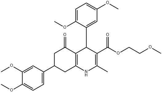 2-methoxyethyl 4-(2,5-dimethoxyphenyl)-7-(3,4-dimethoxyphenyl)-2-methyl-5-oxo-1,4,5,6,7,8-hexahydro-3-quinolinecarboxylate 구조식 이미지