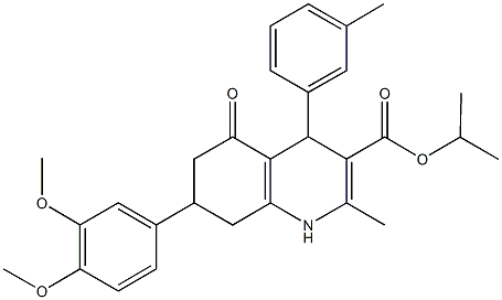 isopropyl 7-(3,4-dimethoxyphenyl)-2-methyl-4-(3-methylphenyl)-5-oxo-1,4,5,6,7,8-hexahydro-3-quinolinecarboxylate 구조식 이미지