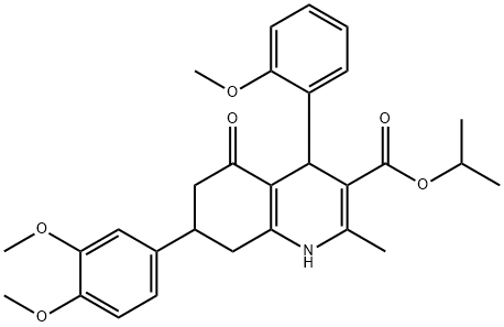 isopropyl 7-(3,4-dimethoxyphenyl)-4-(2-methoxyphenyl)-2-methyl-5-oxo-1,4,5,6,7,8-hexahydro-3-quinolinecarboxylate Structure