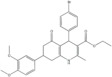 ethyl 4-(4-bromophenyl)-7-(3,4-dimethoxyphenyl)-2-methyl-5-oxo-1,4,5,6,7,8-hexahydro-3-quinolinecarboxylate 구조식 이미지