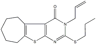 3-allyl-2-(propylsulfanyl)-3,5,6,7,8,9-hexahydro-4H-cyclohepta[4,5]thieno[2,3-d]pyrimidin-4-one 구조식 이미지