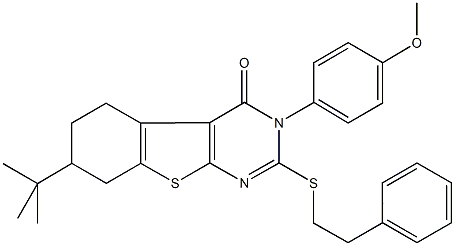 7-tert-butyl-3-(4-methoxyphenyl)-2-[(2-phenylethyl)sulfanyl]-5,6,7,8-tetrahydro[1]benzothieno[2,3-d]pyrimidin-4(3H)-one Structure