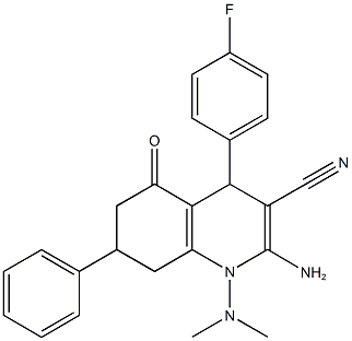 2-amino-1-(dimethylamino)-4-(4-fluorophenyl)-5-oxo-7-phenyl-1,4,5,6,7,8-hexahydro-3-quinolinecarbonitrile Structure