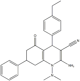 2-amino-1-(dimethylamino)-4-(4-ethylphenyl)-5-oxo-7-phenyl-1,4,5,6,7,8-hexahydro-3-quinolinecarbonitrile 구조식 이미지