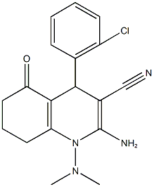 2-amino-4-(2-chlorophenyl)-1-(dimethylamino)-5-oxo-1,4,5,6,7,8-hexahydro-3-quinolinecarbonitrile 구조식 이미지