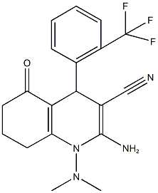 2-amino-1-(dimethylamino)-5-oxo-4-[2-(trifluoromethyl)phenyl]-1,4,5,6,7,8-hexahydro-3-quinolinecarbonitrile 구조식 이미지