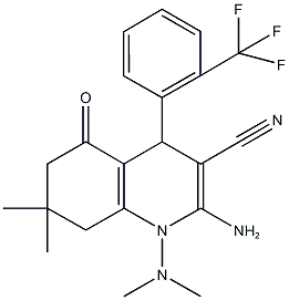 2-amino-1-(dimethylamino)-7,7-dimethyl-5-oxo-4-[2-(trifluoromethyl)phenyl]-1,4,5,6,7,8-hexahydro-3-quinolinecarbonitrile 구조식 이미지