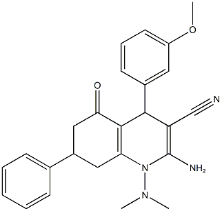 2-amino-1-(dimethylamino)-4-(3-methoxyphenyl)-5-oxo-7-phenyl-1,4,5,6,7,8-hexahydro-3-quinolinecarbonitrile Structure