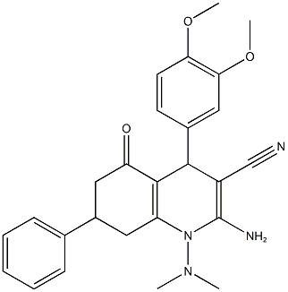 2-amino-4-(3,4-dimethoxyphenyl)-1-(dimethylamino)-5-oxo-7-phenyl-1,4,5,6,7,8-hexahydro-3-quinolinecarbonitrile Structure