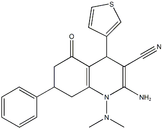 2-amino-1-(dimethylamino)-5-oxo-7-phenyl-4-(3-thienyl)-1,4,5,6,7,8-hexahydro-3-quinolinecarbonitrile 구조식 이미지