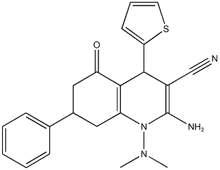 2-amino-1-(dimethylamino)-5-oxo-7-phenyl-4-(2-thienyl)-1,4,5,6,7,8-hexahydro-3-quinolinecarbonitrile 구조식 이미지