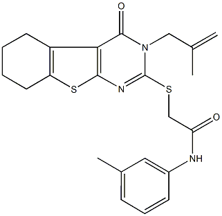 N-(3-methylphenyl)-2-{[3-(2-methyl-2-propenyl)-4-oxo-3,4,5,6,7,8-hexahydro[1]benzothieno[2,3-d]pyrimidin-2-yl]sulfanyl}acetamide Structure