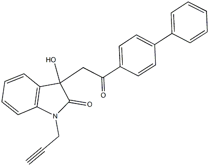 3-(2-[1,1'-biphenyl]-4-yl-2-oxoethyl)-3-hydroxy-1-(2-propynyl)-1,3-dihydro-2H-indol-2-one Structure