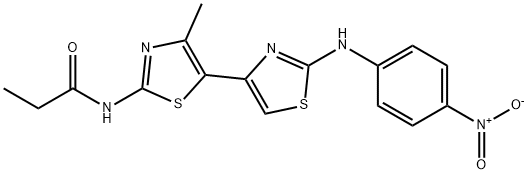 N-(4-nitrophenyl)-N-(4'-methyl-2'-(propanoylamino)-4,5'-bis{1,3-thiazol}-2-yl)amine Structure