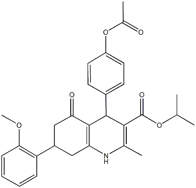 isopropyl 4-[4-(acetyloxy)phenyl]-7-(2-methoxyphenyl)-2-methyl-5-oxo-1,4,5,6,7,8-hexahydro-3-quinolinecarboxylate Structure