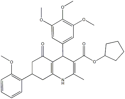 cyclopentyl 7-(2-methoxyphenyl)-2-methyl-5-oxo-4-(3,4,5-trimethoxyphenyl)-1,4,5,6,7,8-hexahydro-3-quinolinecarboxylate Structure