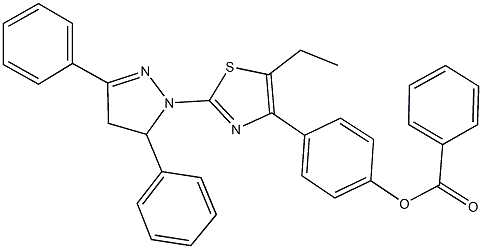 4-[2-(3,5-diphenyl-4,5-dihydro-1H-pyrazol-1-yl)-5-ethyl-1,3-thiazol-4-yl]phenyl benzoate Structure