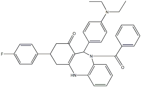 10-benzoyl-11-[4-(diethylamino)phenyl]-3-(4-fluorophenyl)-2,3,4,5,10,11-hexahydro-1H-dibenzo[b,e][1,4]diazepin-1-one Structure