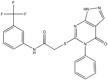 2-[(4-oxo-5-phenyl-4,5-dihydro-1H-pyrazolo[3,4-d]pyrimidin-6-yl)thio]-N-[3-(trifluoromethyl)phenyl]acetamide 구조식 이미지