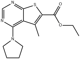 ethyl 5-methyl-4-(1-pyrrolidinyl)thieno[2,3-d]pyrimidine-6-carboxylate Structure