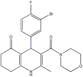 4-(3-bromo-4-fluorophenyl)-2-methyl-3-(4-morpholinylcarbonyl)-4,6,7,8-tetrahydro-5(1H)-quinolinone Structure