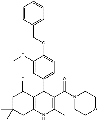 4-[4-(benzyloxy)-3-methoxyphenyl]-2,7,7-trimethyl-3-(4-morpholinylcarbonyl)-4,6,7,8-tetrahydro-5(1H)-quinolinone 구조식 이미지