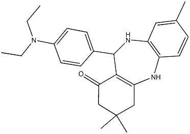 11-[4-(diethylamino)phenyl]-3,3,8-trimethyl-2,3,4,5,10,11-hexahydro-1H-dibenzo[b,e][1,4]diazepin-1-one 구조식 이미지