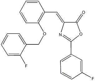 4-{2-[(2-fluorobenzyl)oxy]benzylidene}-2-(3-fluorophenyl)-1,3-oxazol-5(4H)-one 구조식 이미지