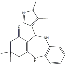 11-(1,5-dimethyl-1H-pyrazol-4-yl)-3,3-dimethyl-2,3,4,5,10,11-hexahydro-1H-dibenzo[b,e][1,4]diazepin-1-one 구조식 이미지