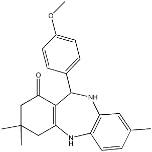 11-(4-methoxyphenyl)-3,3,8-trimethyl-2,3,4,5,10,11-hexahydro-1H-dibenzo[b,e][1,4]diazepin-1-one 구조식 이미지