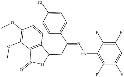 3-{2-(4-chlorophenyl)-2-[(2,3,5,6-tetrafluorophenyl)hydrazono]ethyl}-6,7-dimethoxy-2-benzofuran-1(3H)-one 구조식 이미지