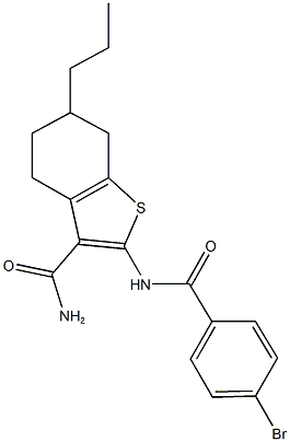 2-[(4-bromobenzoyl)amino]-6-propyl-4,5,6,7-tetrahydro-1-benzothiophene-3-carboxamide 구조식 이미지