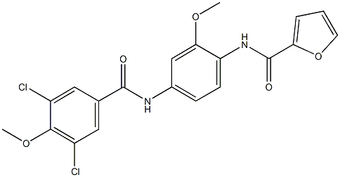 N-{4-[(3,5-dichloro-4-methoxybenzoyl)amino]-2-methoxyphenyl}-2-furamide 구조식 이미지
